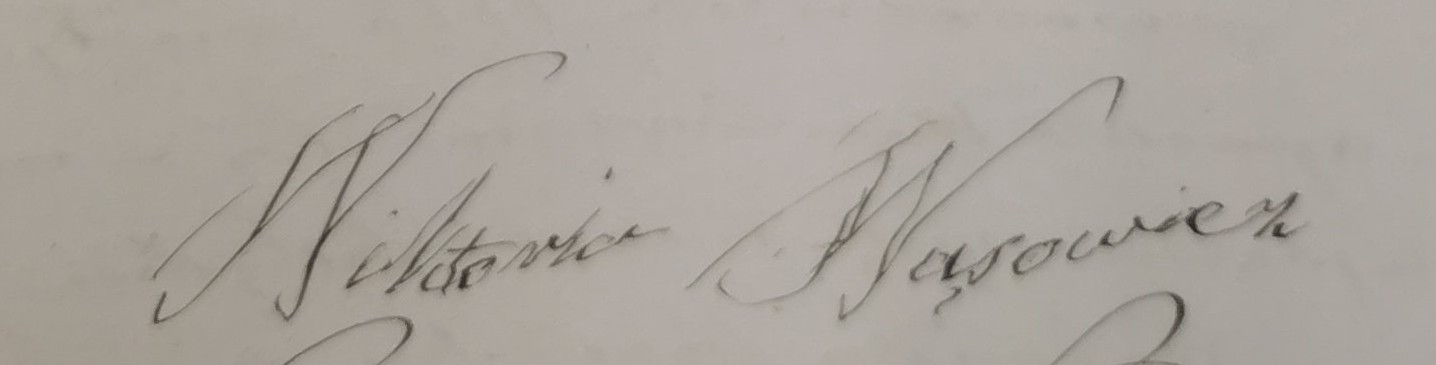 Podpis Wiktorii Wąsowicz na cesji 1874 (prawy)